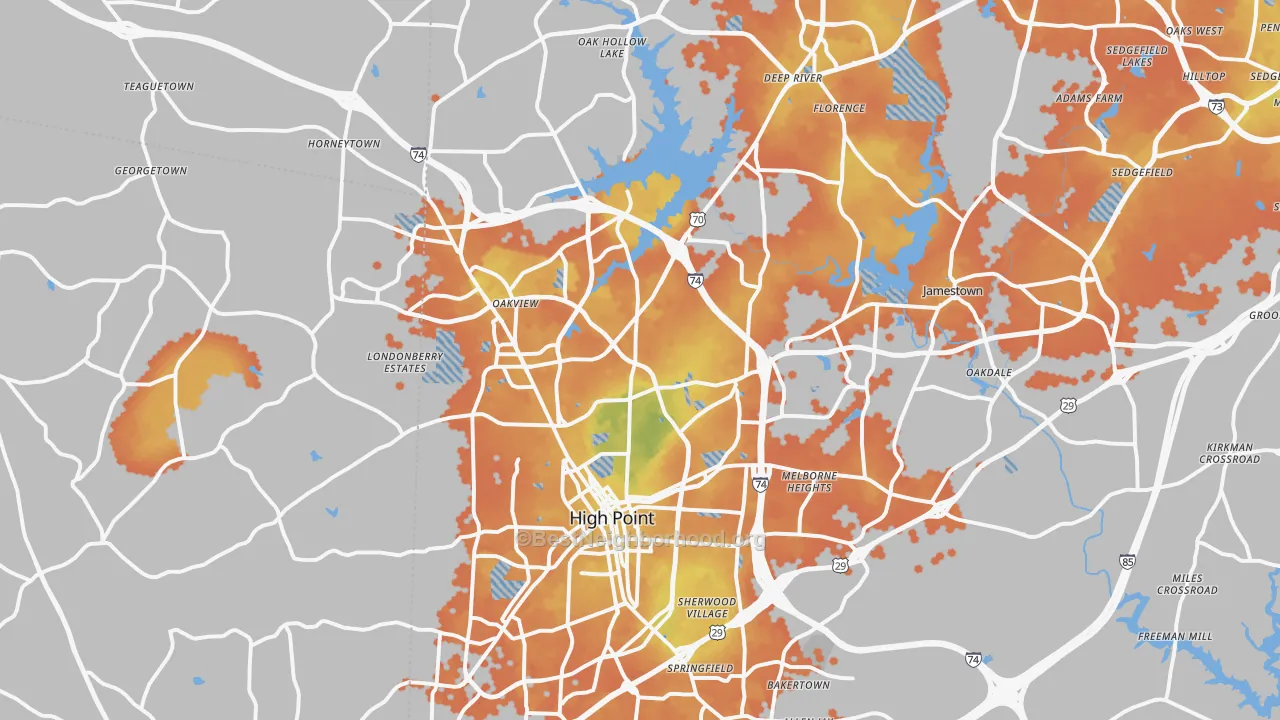 Bike Grade map of High Point, NC