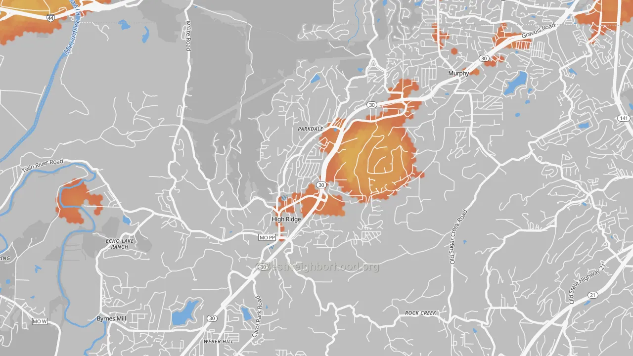 Bike Grade map of High Ridge, MO