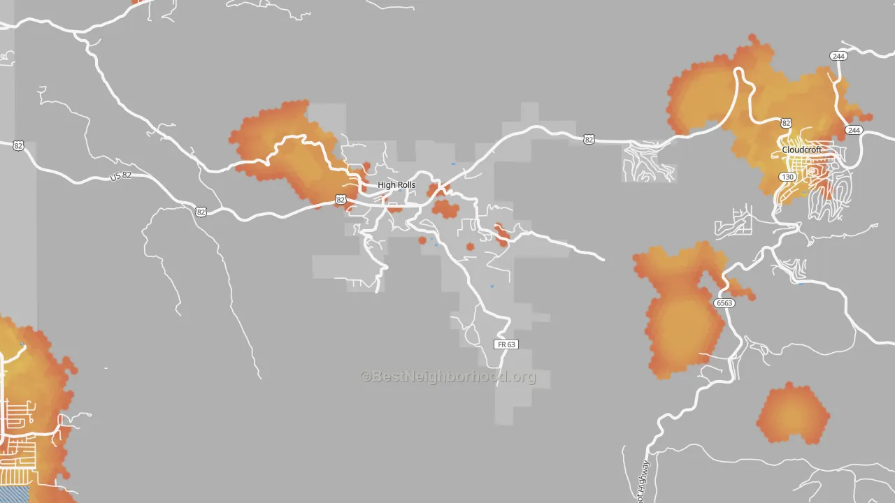 Bike Grade map of High Rolls Mountain Park, NM