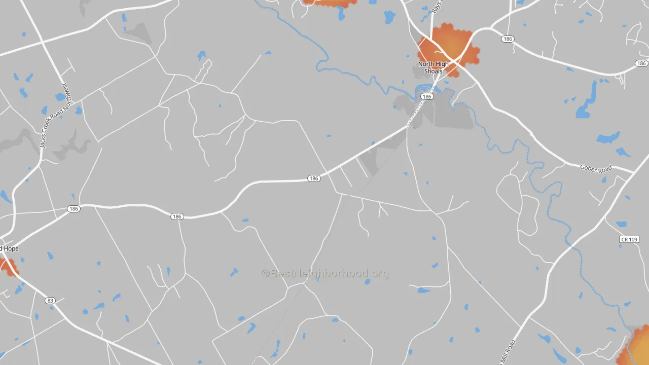Bike Grade map of High Shoals, GA