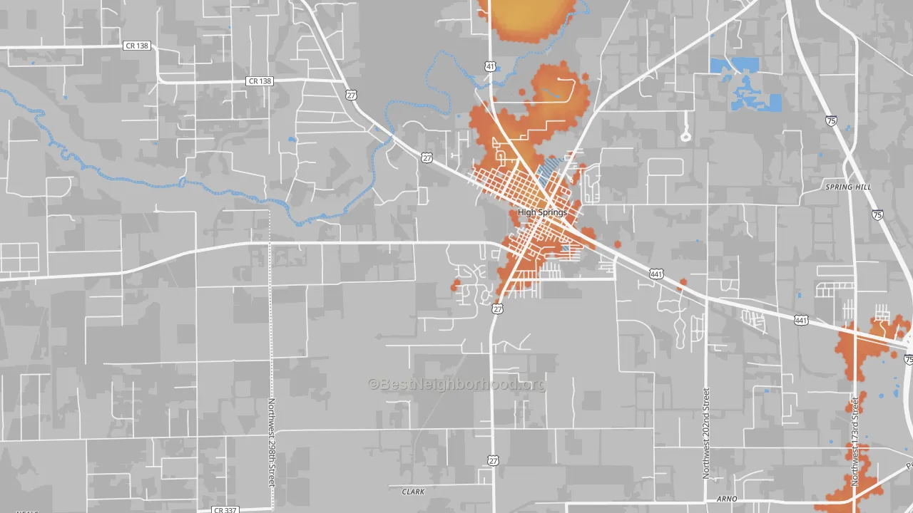 Bike Grade map of High Springs, FL