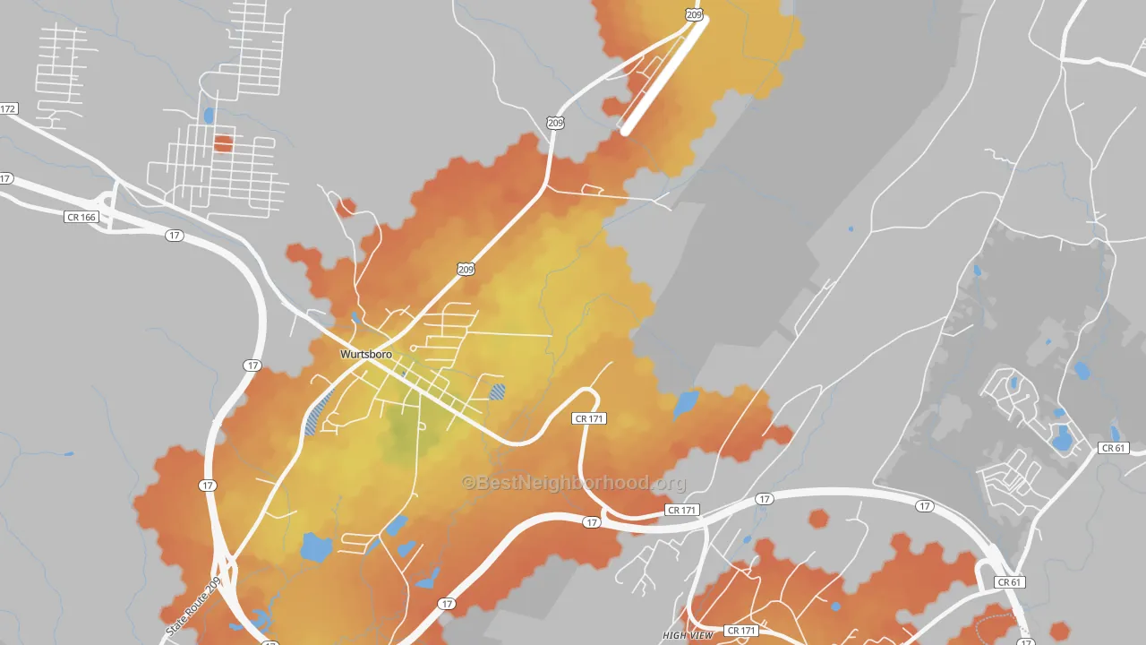 Bike Grade map of High View, NY