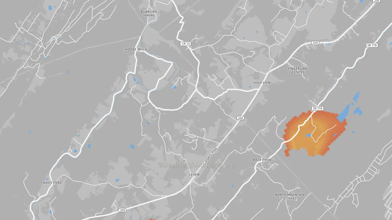Bike Grade map of High View, WV