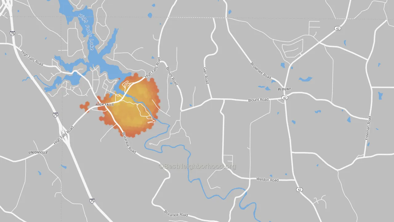 Bike Grade map of Highfalls, GA