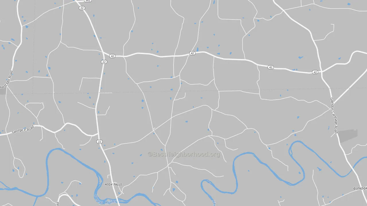 Bike Grade map of Highfalls, NC