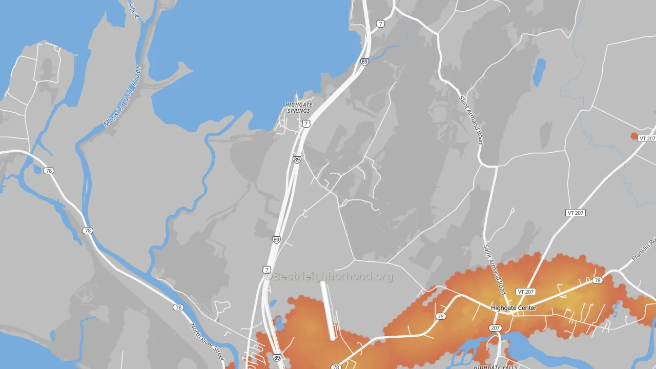 Bike Grade map of Highgate Springs, VT
