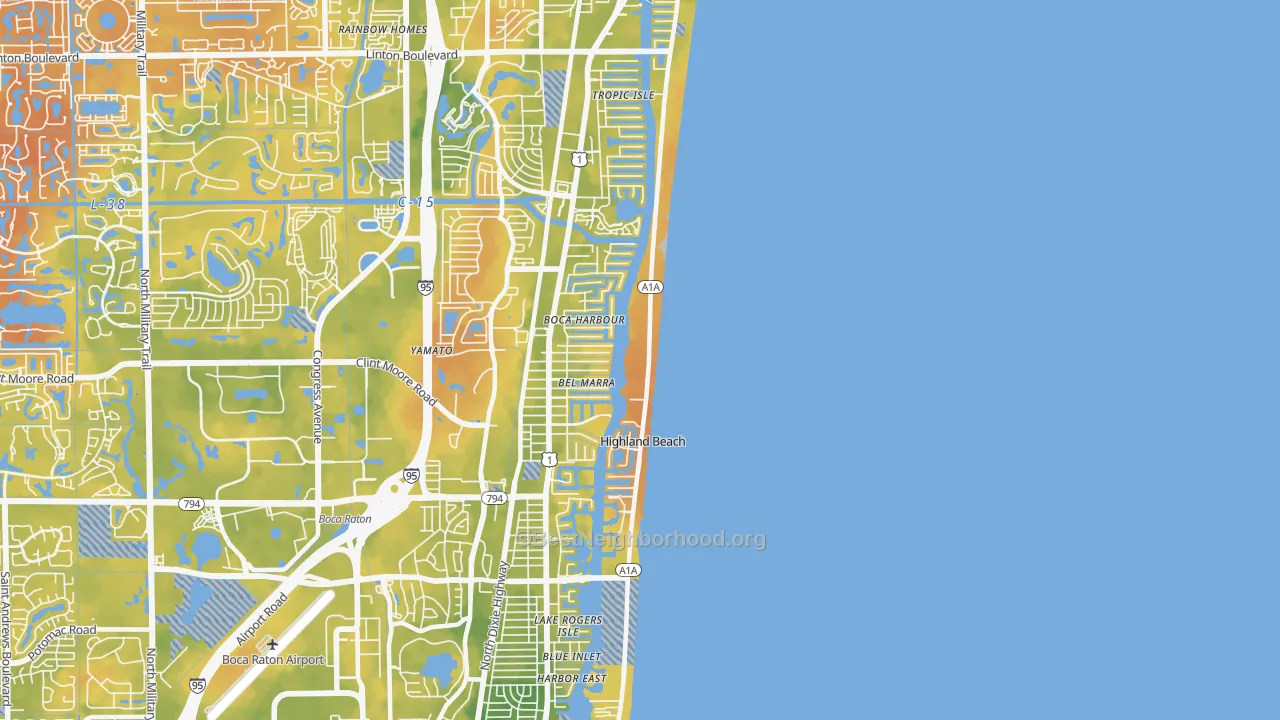 Bike Grade map of Highland Beach, FL