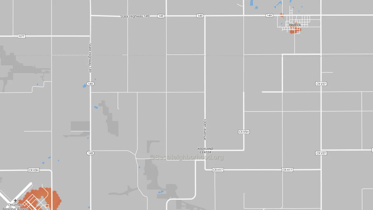 Bike Grade map of Highland Center, IA