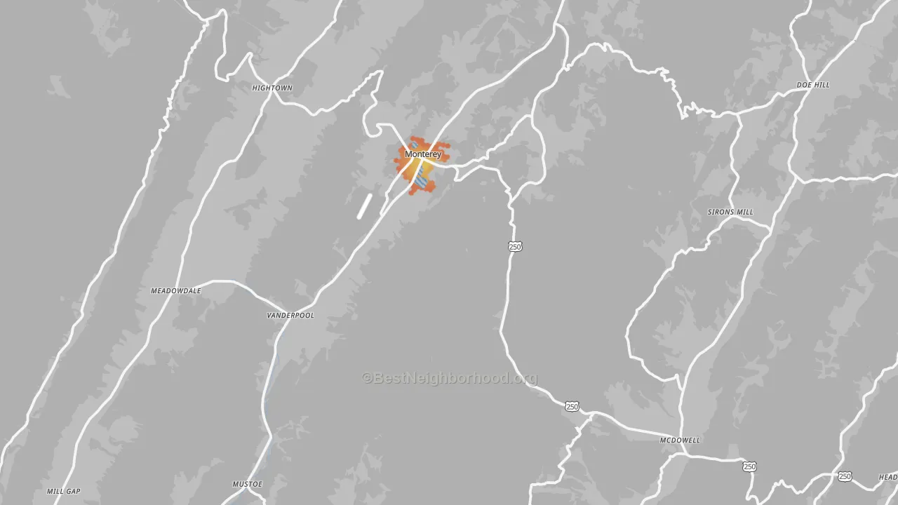 Bike Grade map of Highland County, VA