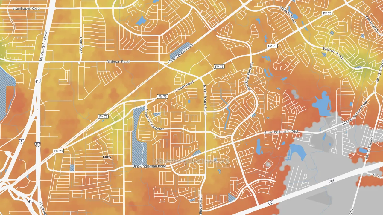 Bike Grade map of Highland Farms-San Antonio, San Antonio, TX
