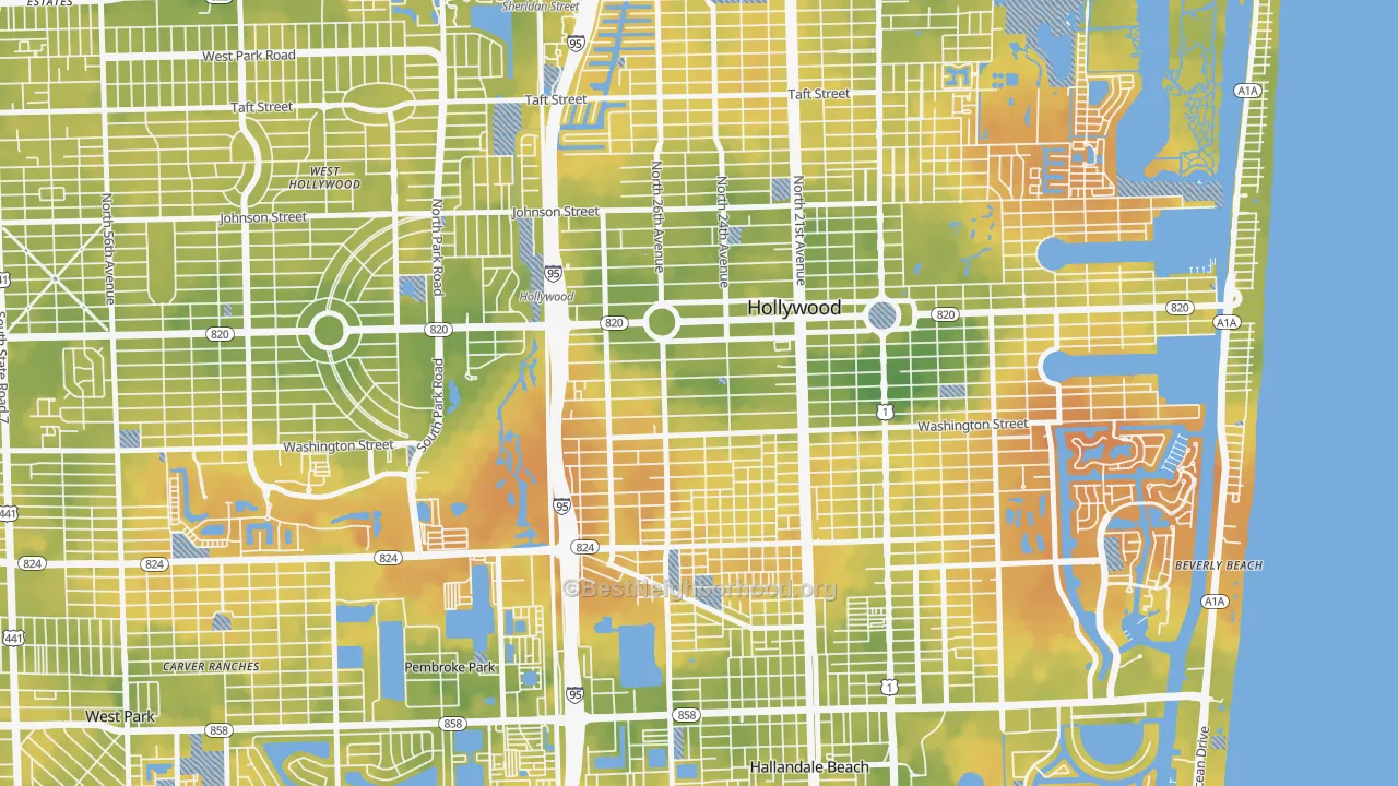 Bike Grade map of Highland Garden, Hollywood, FL