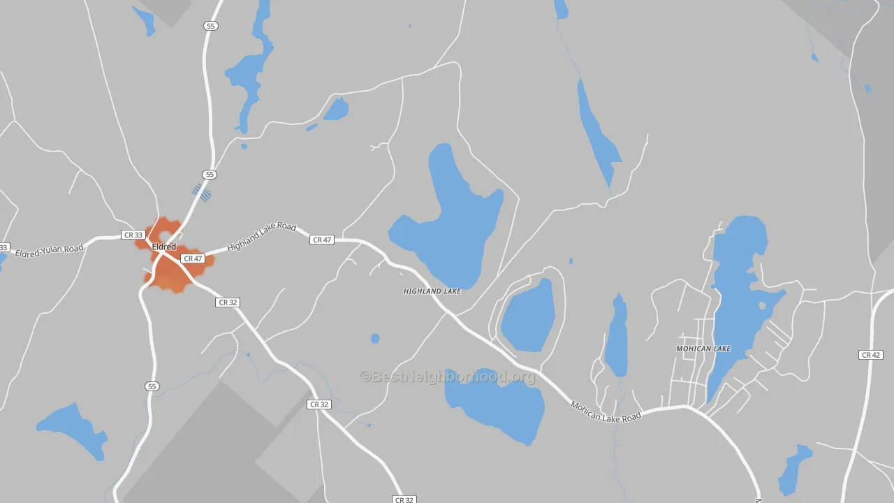 Bike Grade map of Highland Lake, NY
