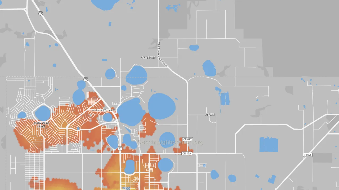 Bike Grade map of Highland Lakes, FL