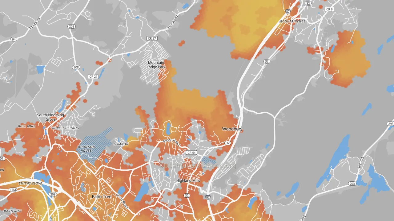 Bike Grade map of Highland Mills, NY