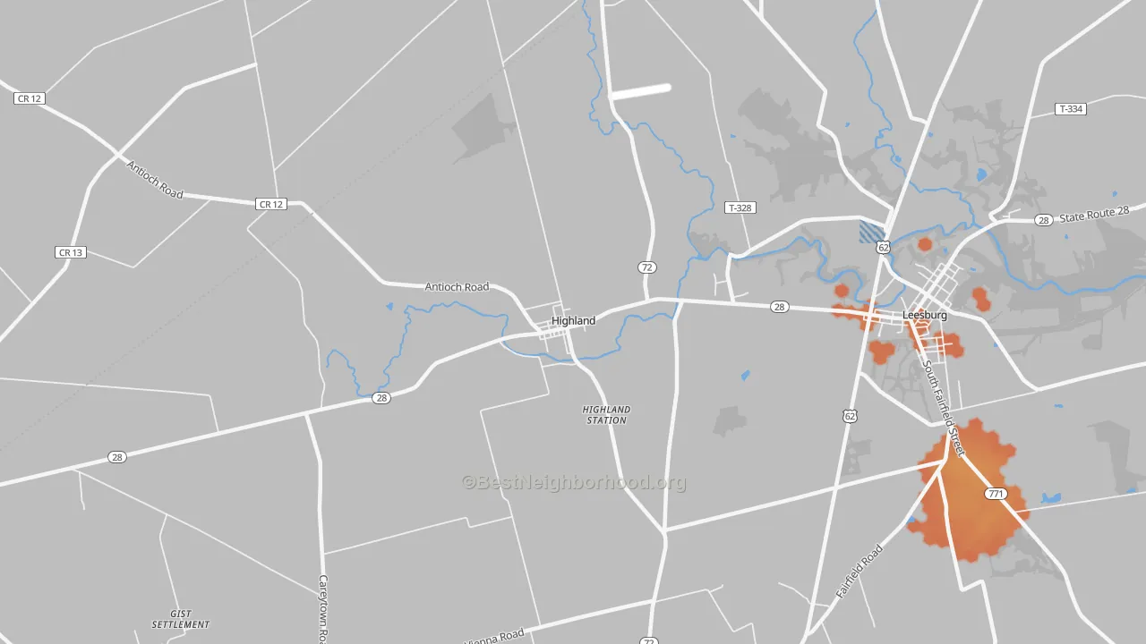 Bike Grade map of Highland, OH