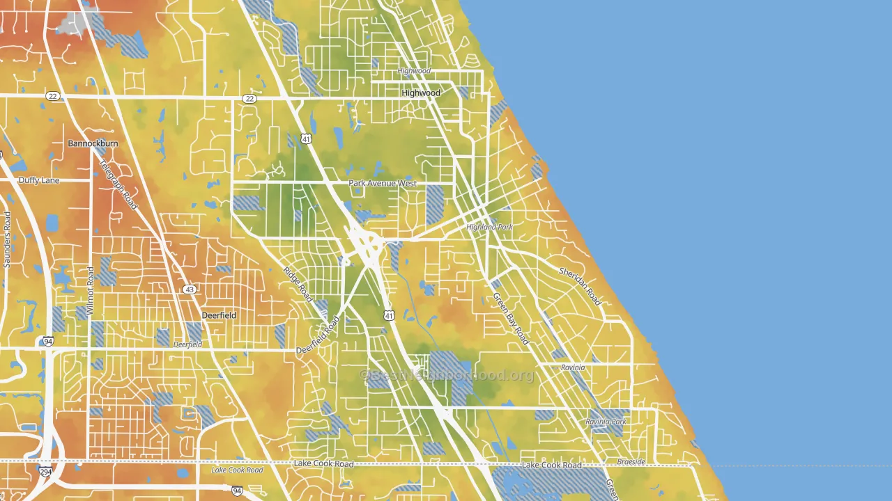 Bike Grade map of Highland Park, IL