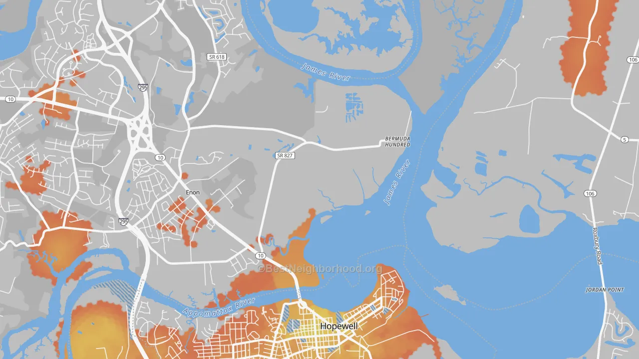 Bike Grade map of Highland Park, VA