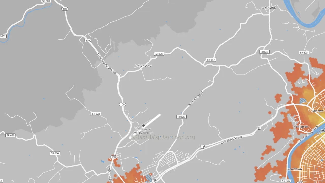 Bike Grade map of Highland, VA