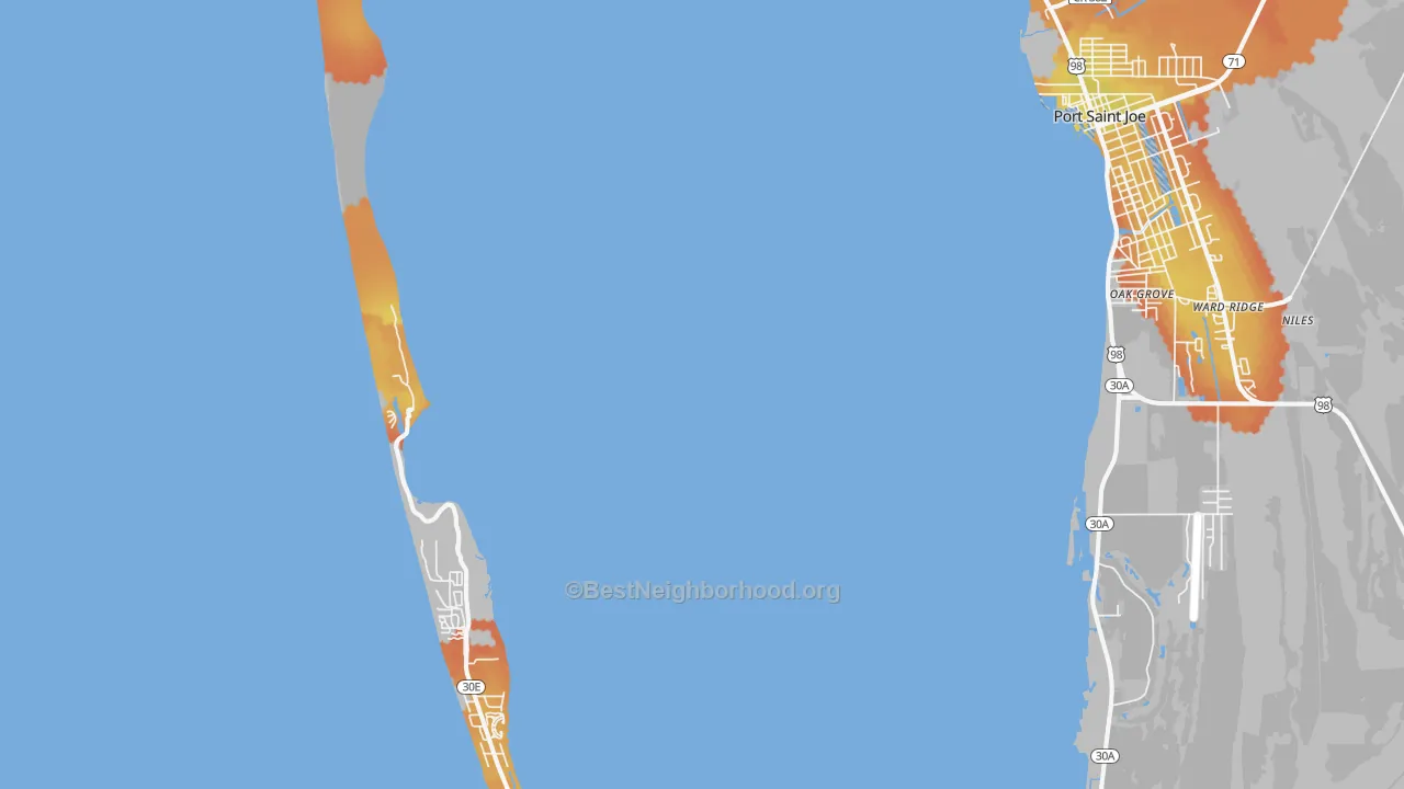 Bike Grade map of Highland View, FL