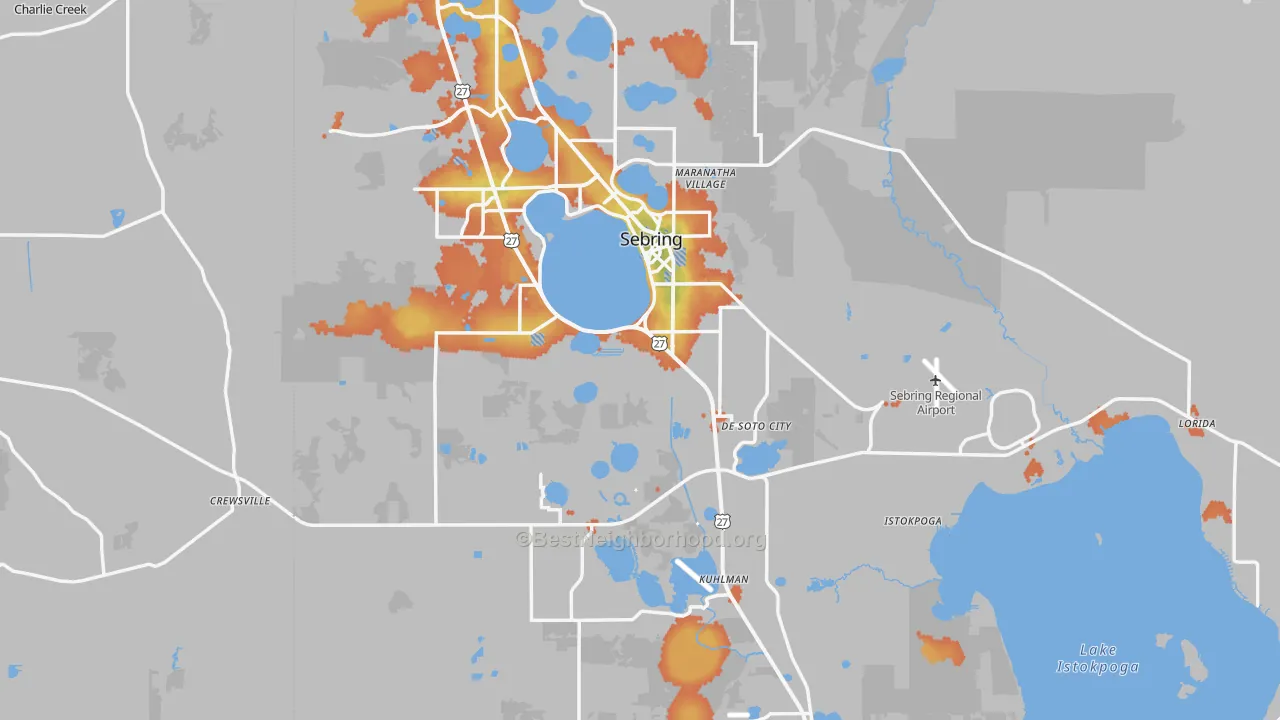 Bike Grade map of Highlands County, FL