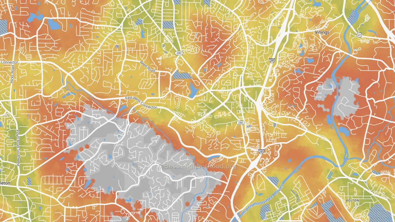 Bike Grade map of Highlands Park, Smyrna, GA