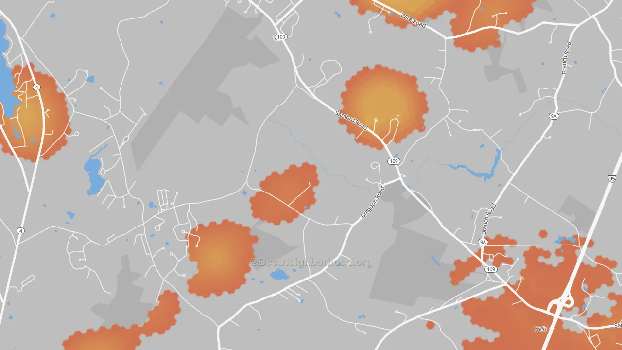 Bike Grade map of Highpine, ME