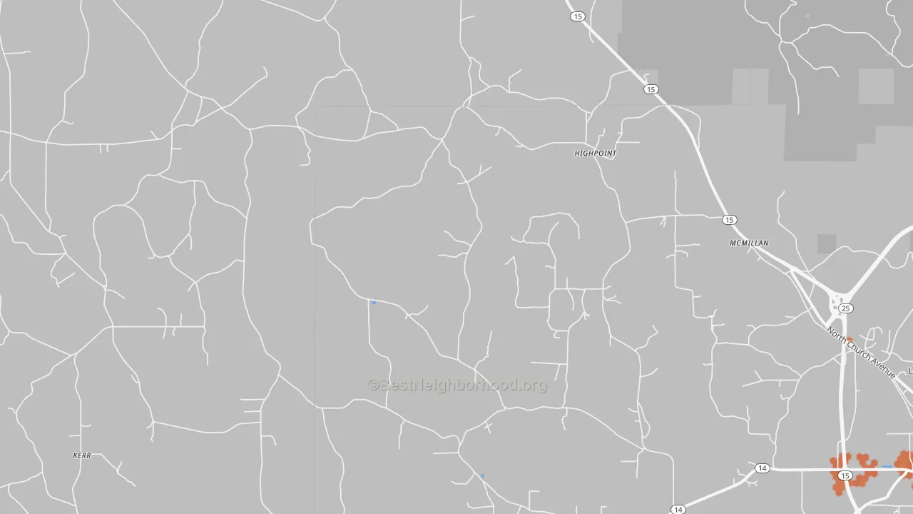 Bike Grade map of Highpoint, MS