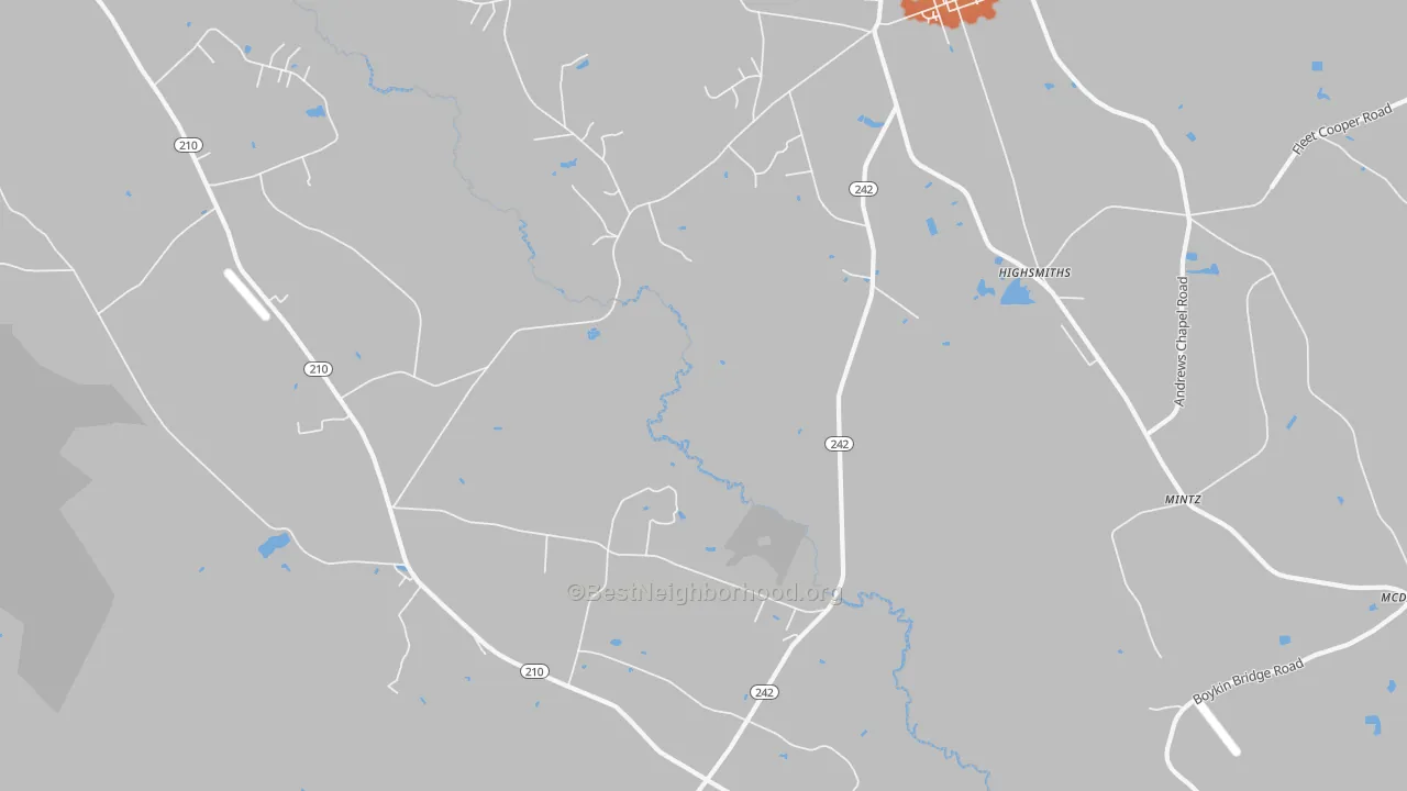 Bike Grade map of Highsmiths, NC