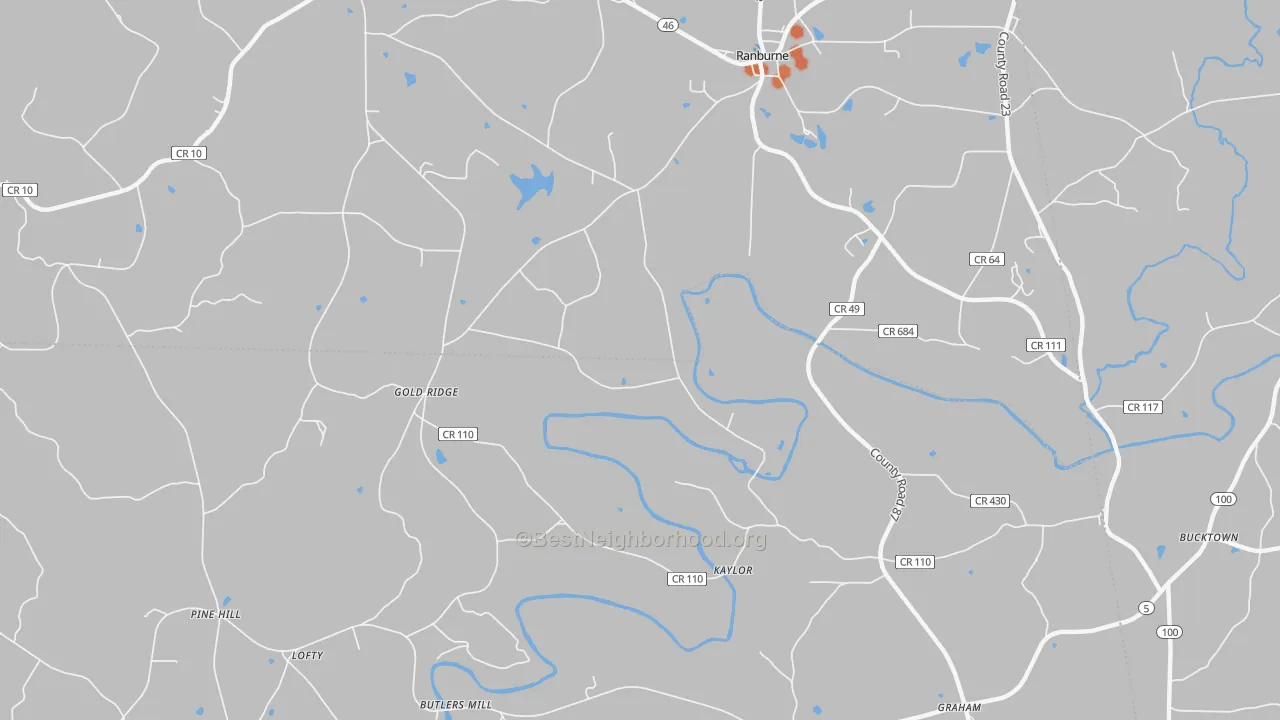 Bike Grade map of Hightower, AL