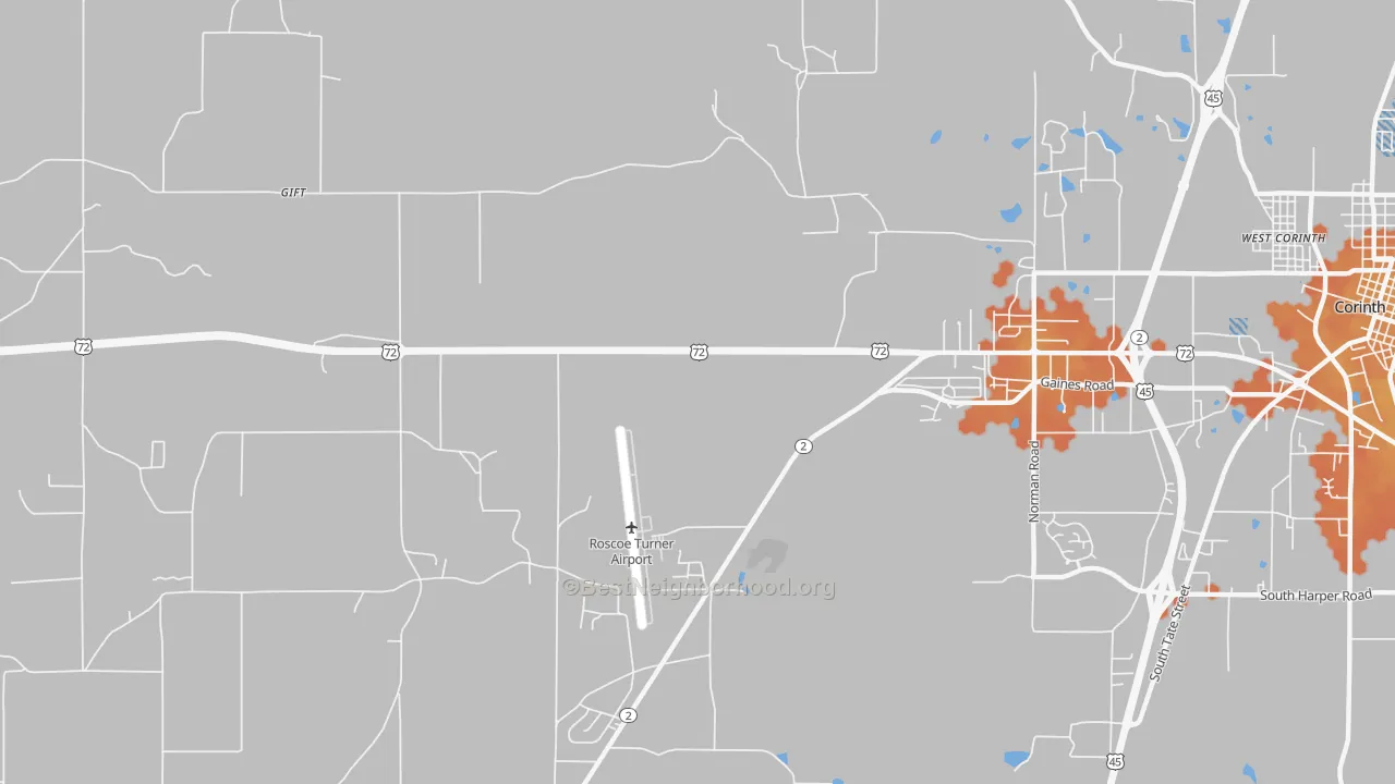 Bike Grade map of Hightown, MS