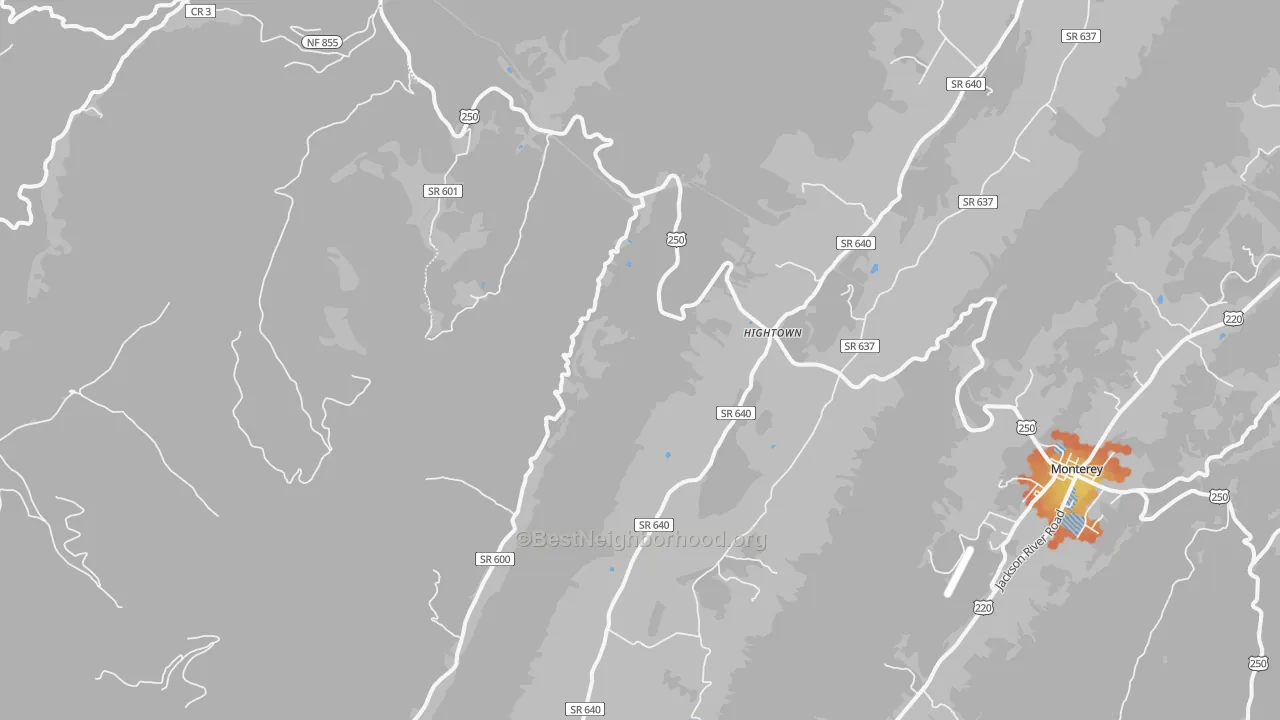 Bike Grade map of Hightown, VA