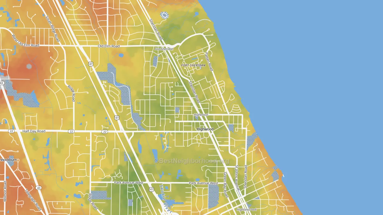 Bike Grade map of Highwood, IL