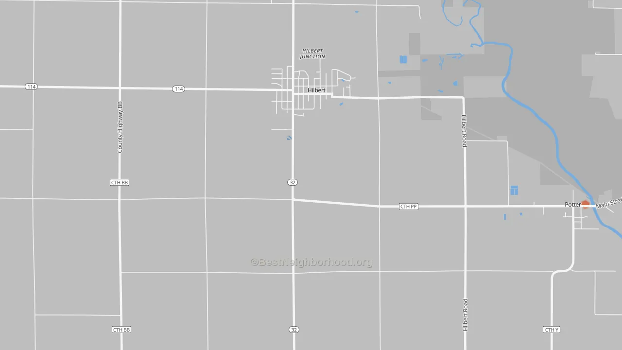 Bike Grade map of Hilbert Junction, WI