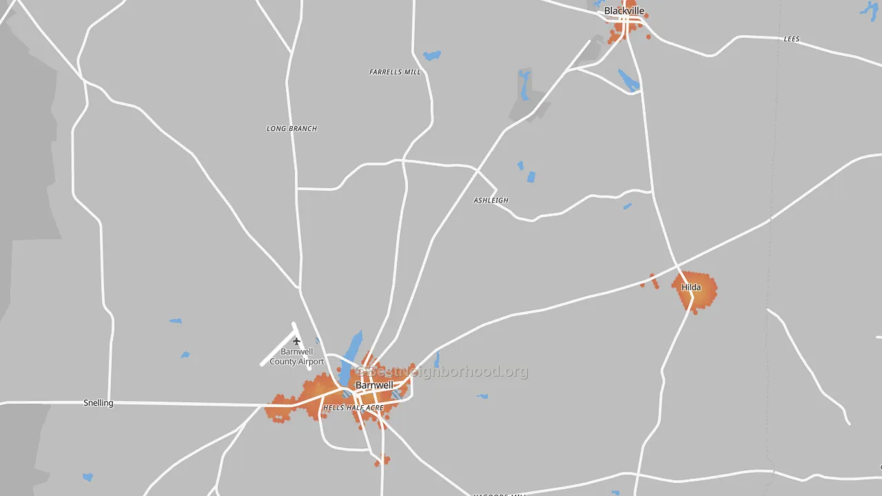Bike Grade map of Hilda, SC