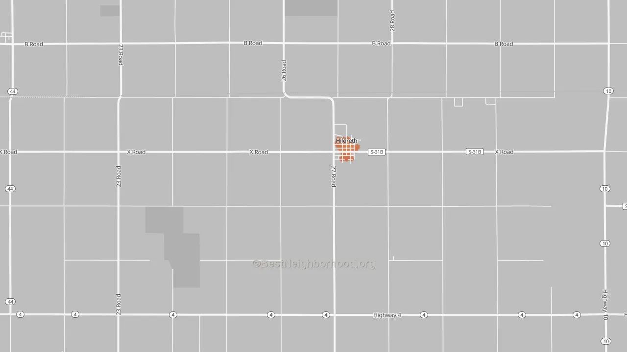 Bike Grade map of Hildreth, NE