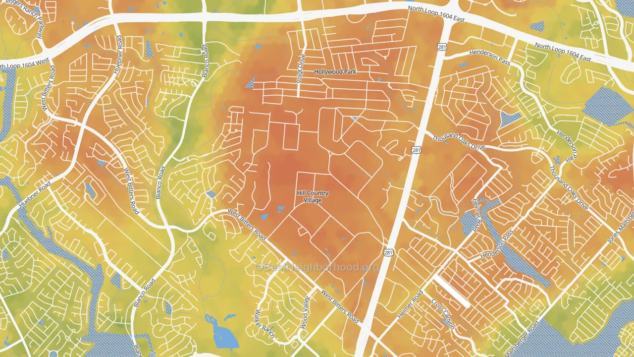Bike Grade map of Hill Country Village, TX