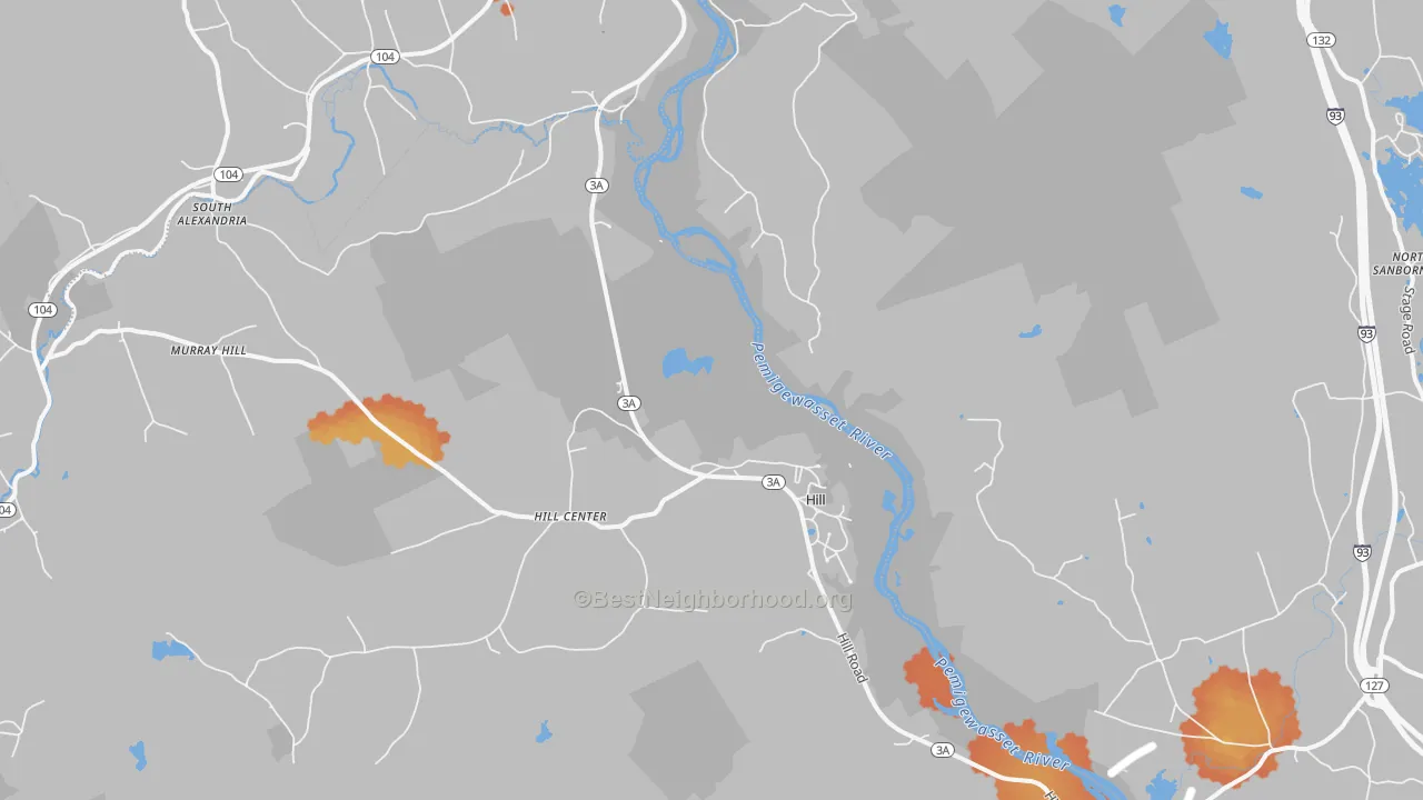 Bike Grade map of Hill, NH