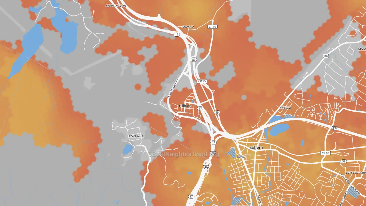 Bike Grade map of Hillburn, NY