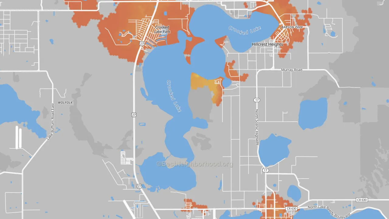 Bike Grade map of Hillcrest Heights, FL