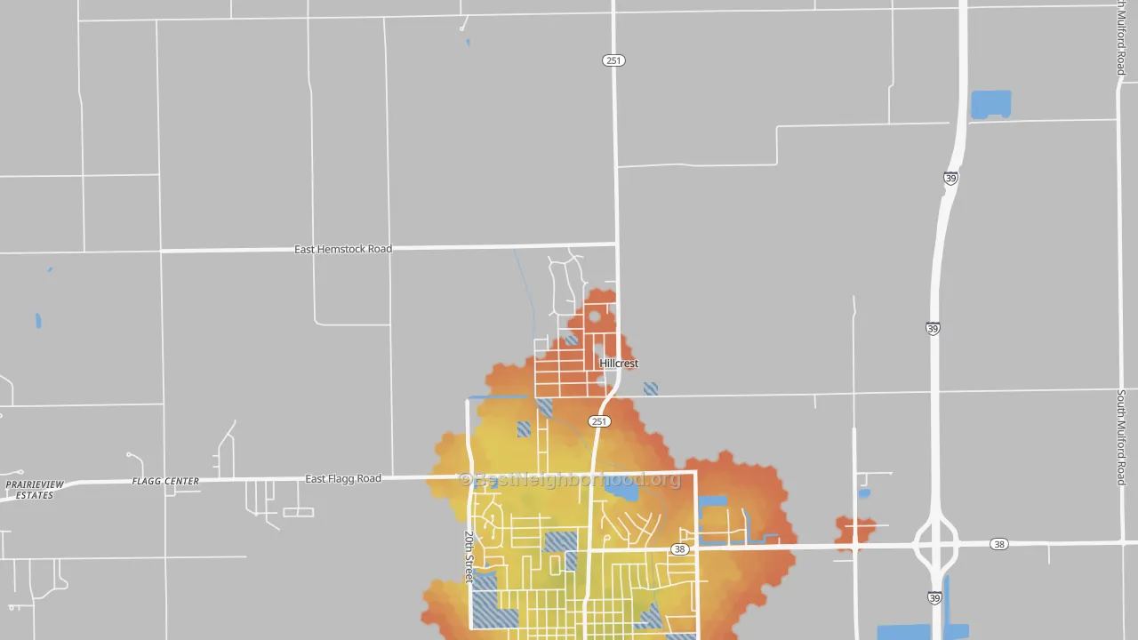 Bike Grade map of Hillcrest, IL