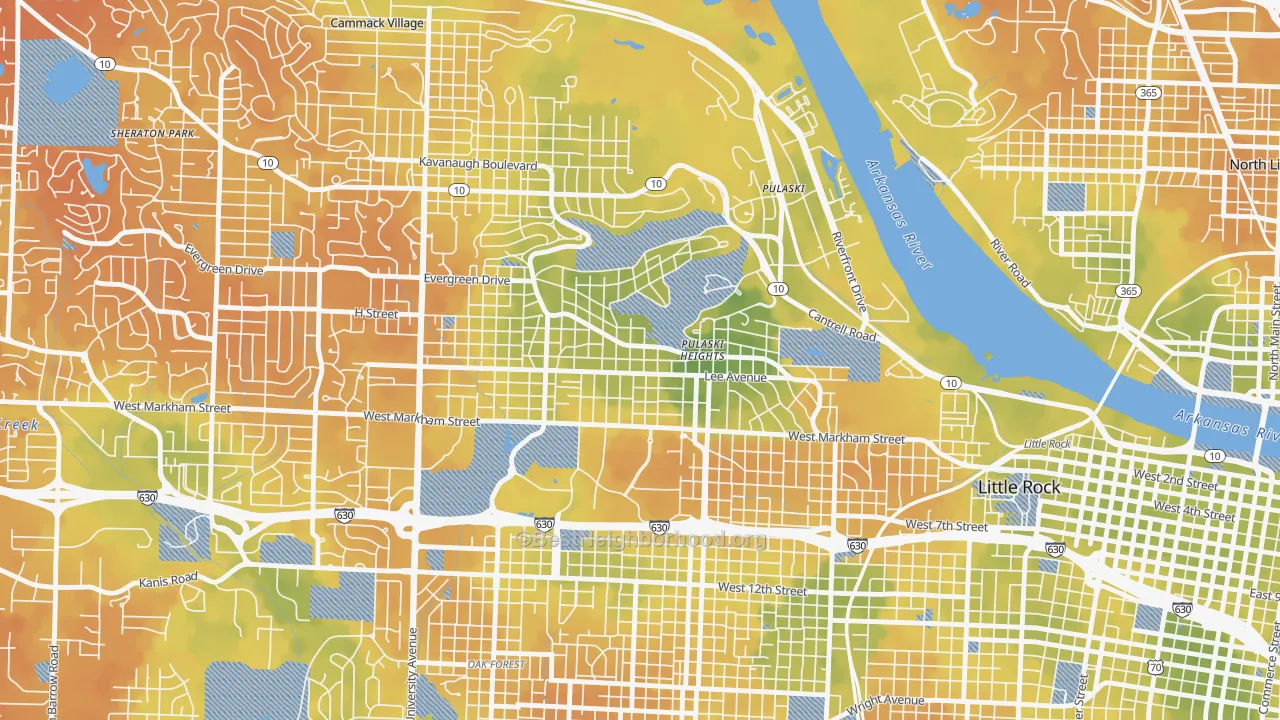 Bike Grade map of Hillcrest, Little Rock, AR