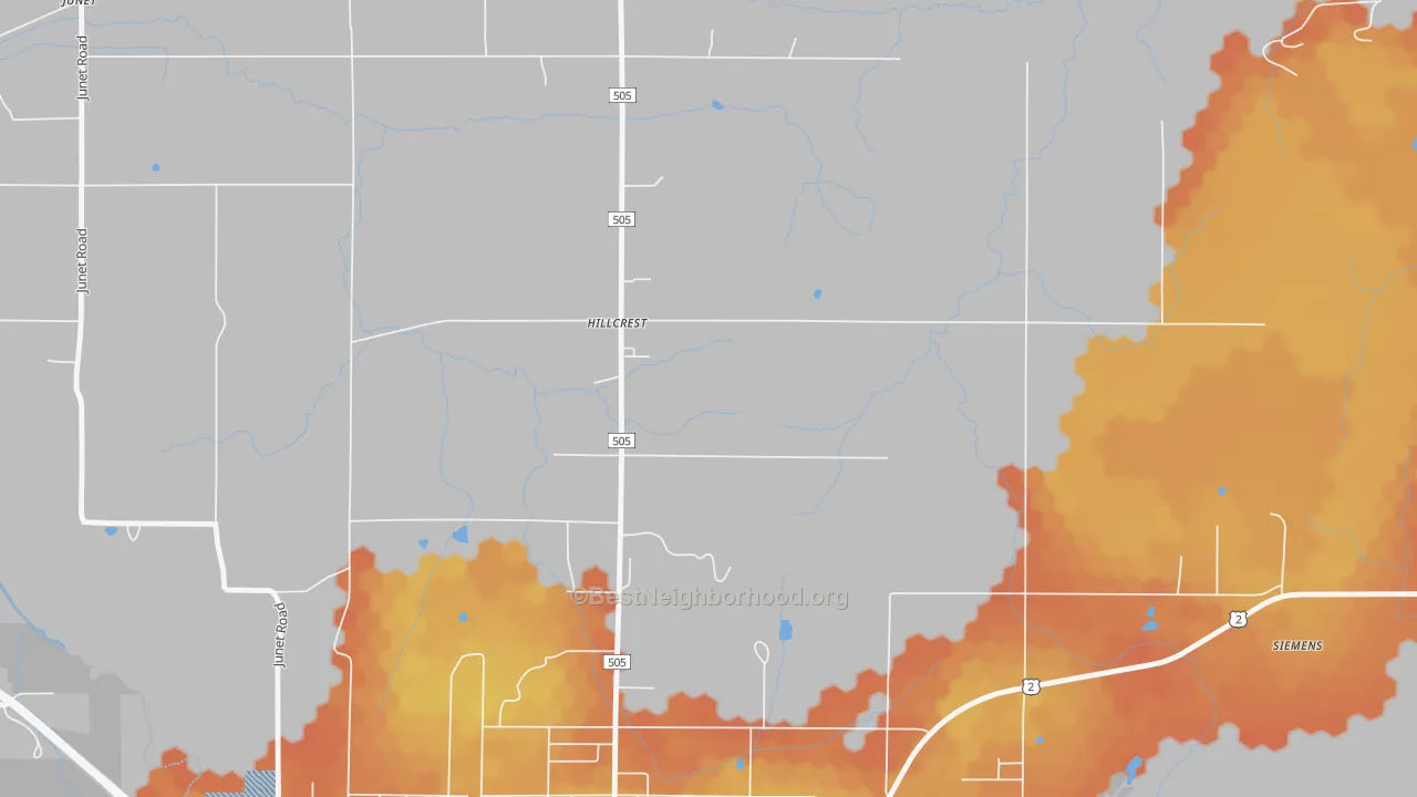 Bike Grade map of Hillcrest, MI