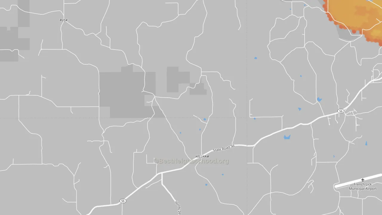 Bike Grade map of Hillham, IN