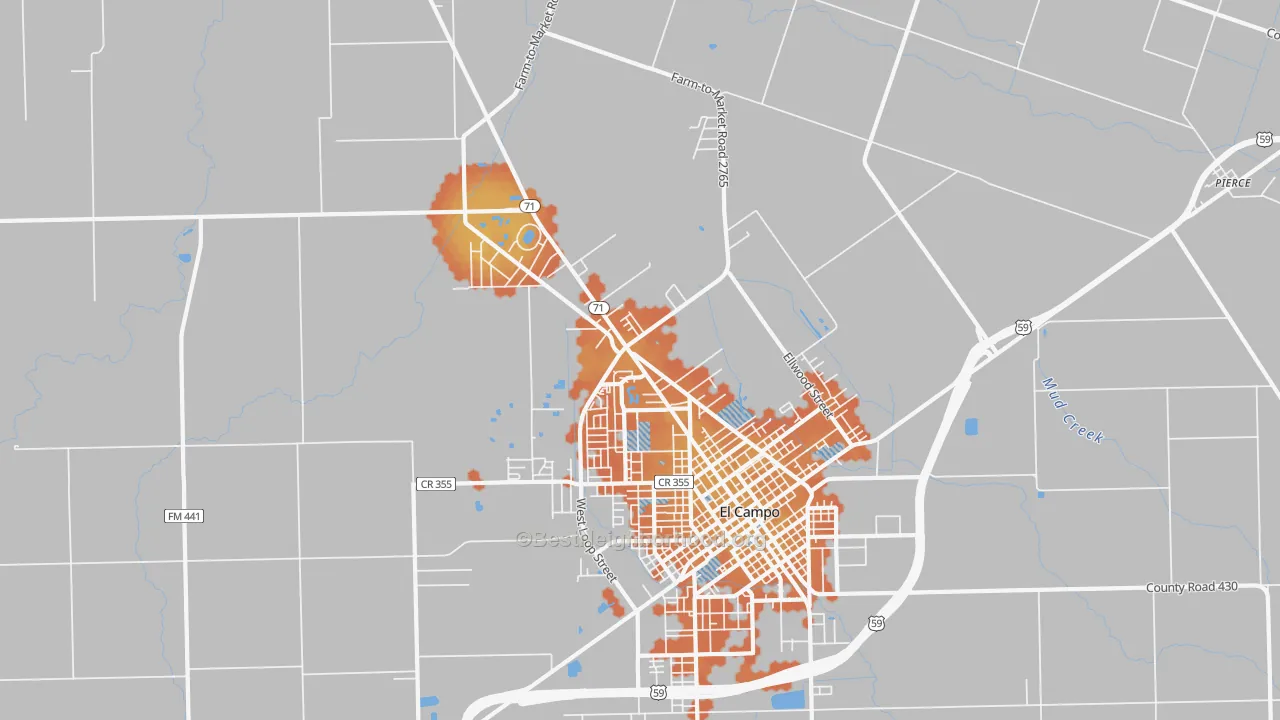 Bike Grade map of Hillje, TX