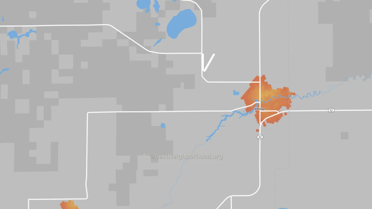 Bike Grade map of Hillman, MI