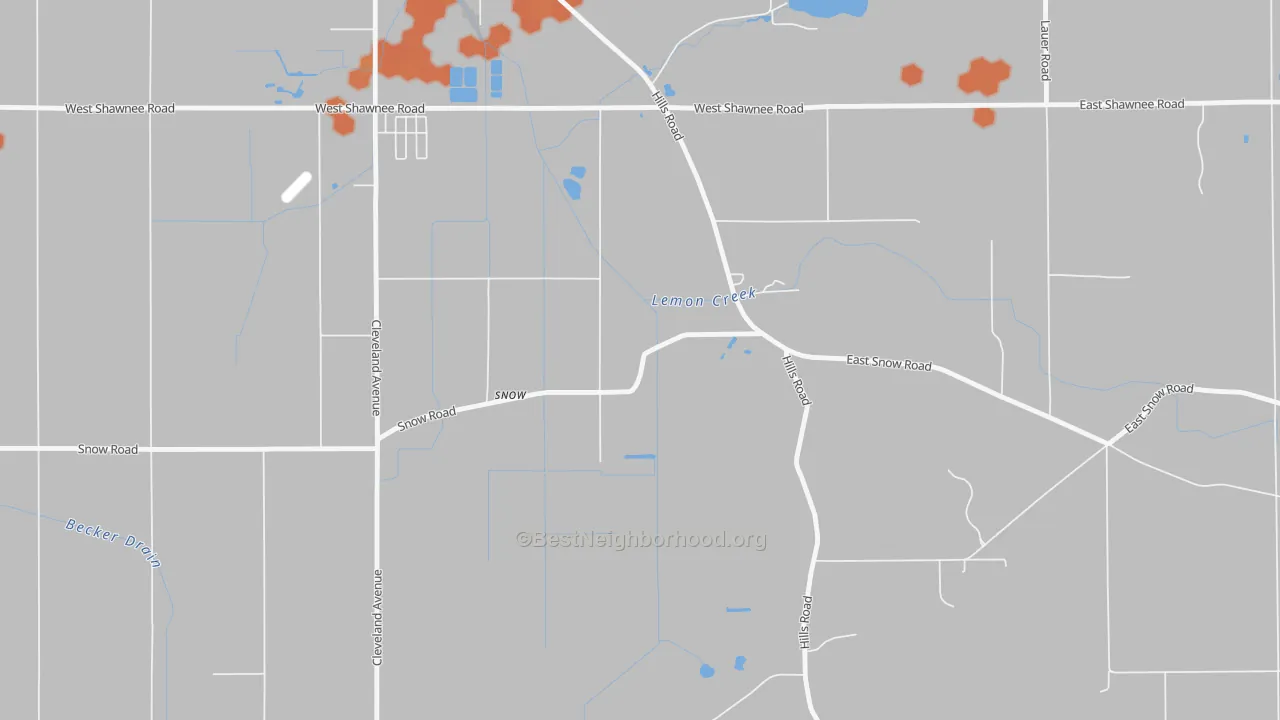 Bike Grade map of Hills Corners, MI