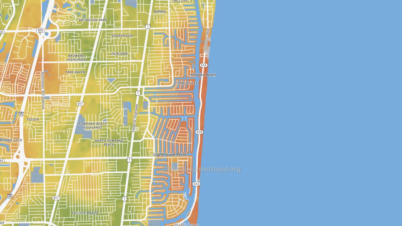 Bike Grade map of Hillsboro Beach, FL