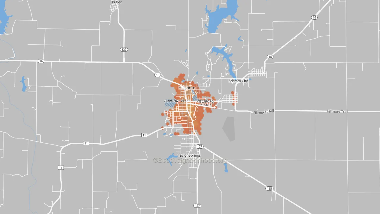Bike Grade map of Hillsboro, IL