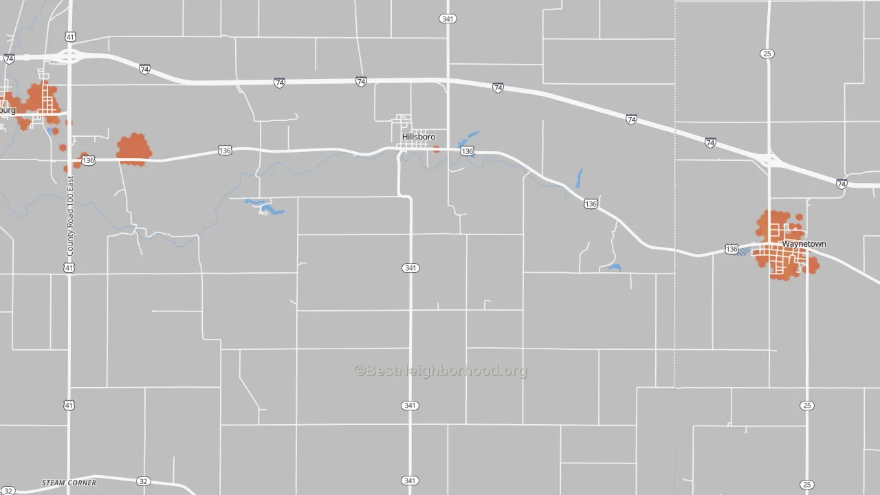 Bike Grade map of Hillsboro, IN