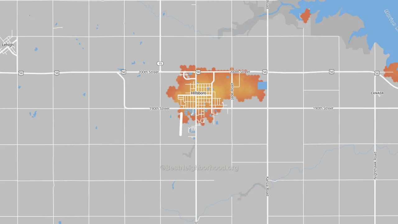 Bike Grade map of Hillsboro, KS